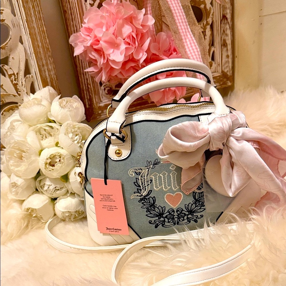 Juicy Couture Light Blue and White Satchel